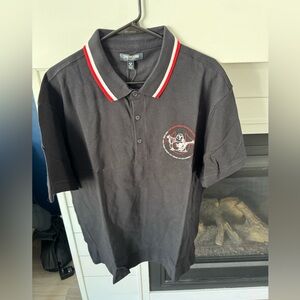 True Religion Men's Large Polo Shirt Black And Poppy Red NWT